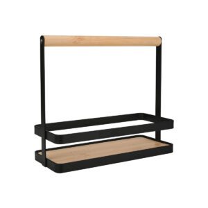ESTIA ΘΗΚΗ ΟΡΓΑΝΩΣΗΣ BAMBOO ESSENTIALS ΜΕ ΧΕΡΟΥΛΙ 24x10.5x21.3cm ΜΕΤΑΛΛΙΚΗ ΜΑΥΡΗ