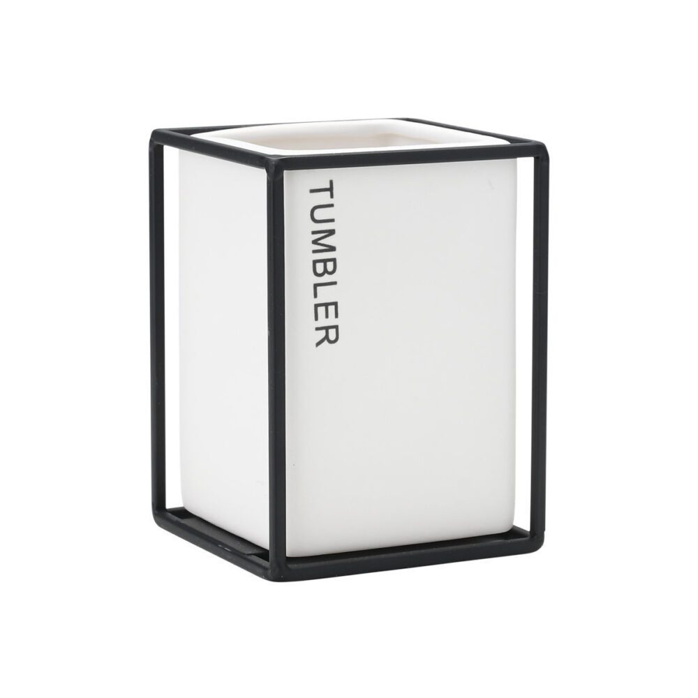 ESTIA ΠΟΤΗΡΑΚΙ ΜΠΑΝΙΟΥ CAGE ΚΕΡΑΜΙΚΟ ΛΕΥΚΟ ΜΕ ΜΕΤΑΛΛΙΚΟ ΠΛΑΙΣΙΟ