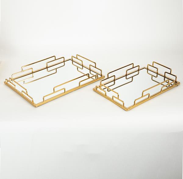 S/2 ΔΙΣΚΟI ΜΕΤΑΛΛΙΚΟΙ ΜΕ ΚΑΘΡΕΦΤΗ ΧΡΥΣΟΙ 35x25x5 / 30.5x20.5x5cm