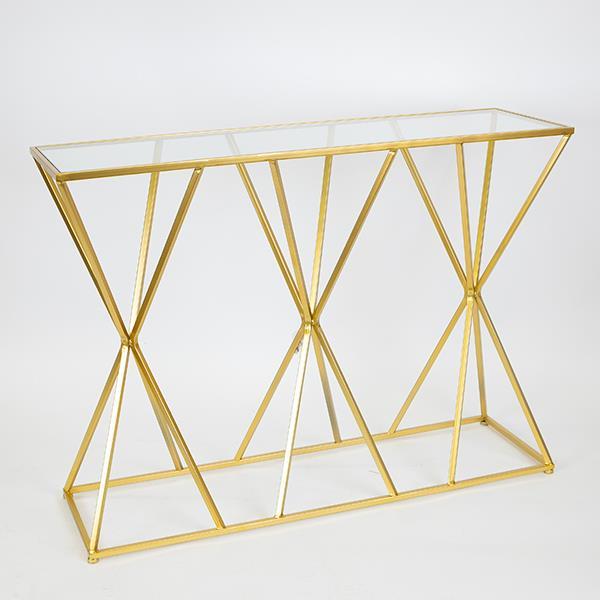 ΚΟΝΣΟΛΑ ΜΕΤΑΛΛΙΚΗ ΧΡΥΣΗ ΜΕ ΓΥΑΛΙΝΗ ΕΠΙΦΑΝΕΙΑ 107x32x78cm