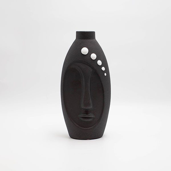 BAZO ΠΡΟΣΩΠΟ, ΚΕΡΑΜΙΚΟ, ΜΑΥΡΟ ΜΕ ΛΕΥΚΕΣ ΛΕΠΤΟΜΕΡΕΙΕΣ, 14.5x10.5x30.5εκ