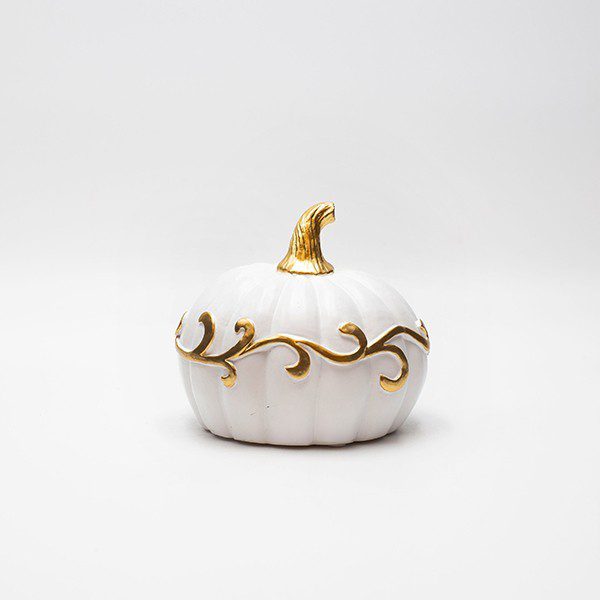 ΔΙΑΚΟΣΜΗΤΙΚΗ, ΚΟΛΟΚΥΘΑ ΜΕ ΚΛΑΔΙΑ, ΠΟΛΥΡΕΖΙΝ, ΛΕΥΚΟ-ΧΡΥΣΟ, 12.5x12.5x10.9εκ