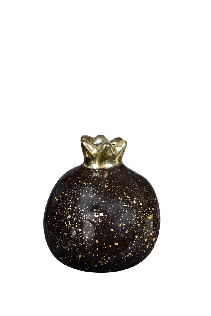 ΚΕΡΑΜΙΚΟ ΡΟΔΙ ΜΑΥΡΟ ΓΥΑΛΙΣΤΕΡΟ ΜΕ ΧΡΥΣΕΣ ΠΙΤΣΙΛΙΕΣ 10,16ΕΚ