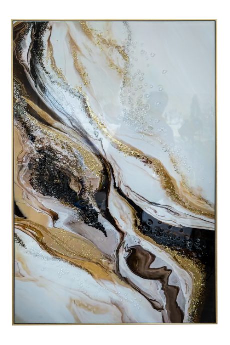 ΠΙΝΑΚΑΣ ΓΥΑΛΙΣΤΕΡΟΣ ΧΡΥΣΑ ΜΑΥΡΑ ΧΡΩΜΑΤΑ ΜΕ ΚΟΡΝΙΖΑ.82Χ122Χ4,5ΕΚ