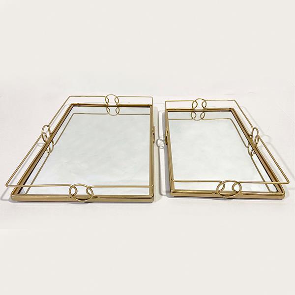 S/2 ΔΙΣΚΟΙ ΜΕΤΑΛΛΙΚΟΙ ΜΕ ΚΑΘΡΕΦΤΗ ΧΡΥΣΟΙ 45X30X6cm / 40X24X6cm