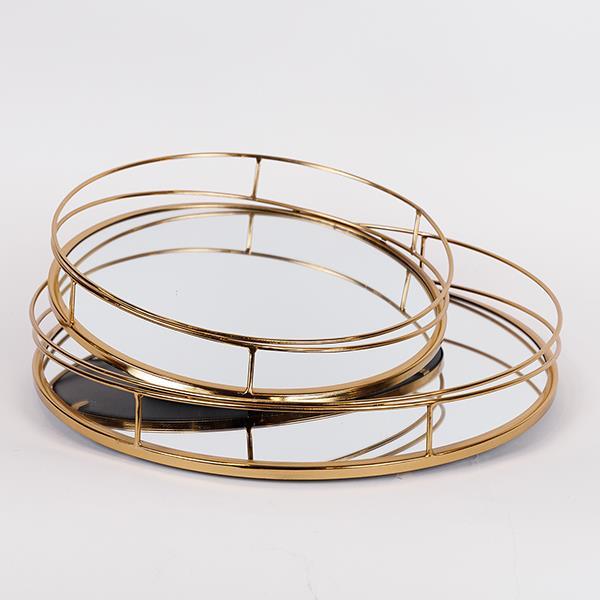 S/2 ΠΕΡΙΣΤΡΕΦΟΜΕΝΟΣ ΔΙΣΚΟΣ ΜΕΤΑΛΛΙΚΟΣ ΜΕ ΚΑΘΡΕΦΤΗ ΧΡΥΣΟΣ 39x5.5cm / 30.5x5.5cm