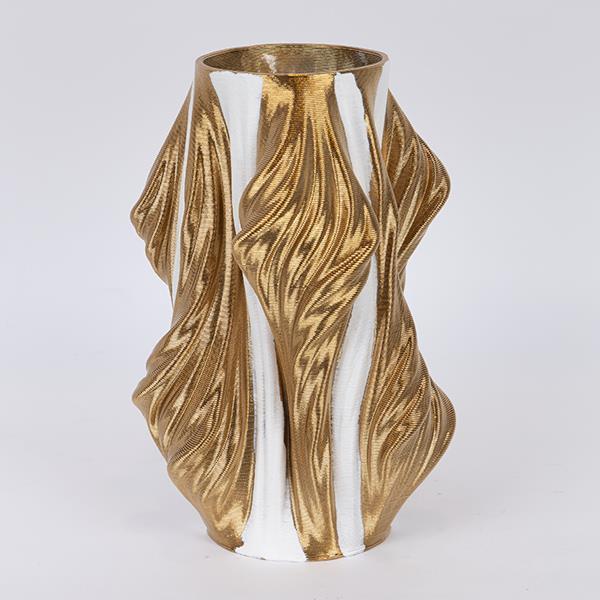 ΒΑΖΟ ΠΟΡΣΕΛΑΝΙΝΟ 3D ΛΕΥΚΟ - ΧΡΥΣΟ 18x18x28cm