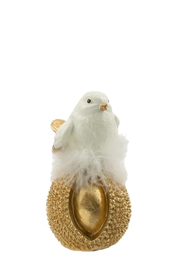 ΠΟΛΥΕΣΤΕΡΙΚΟ ΠΟΥΛΙ ΕΠΑΝΩ  ΣΕ ΒΕΛΑΝΙΔΙ ΧΡΥΣΟ ΛΕΥΚΟ ΜΕ ΛΕΥΚΟ ΠΟΥΠΟΥΛΟ 9Χ7,5Χ13ΕΚ