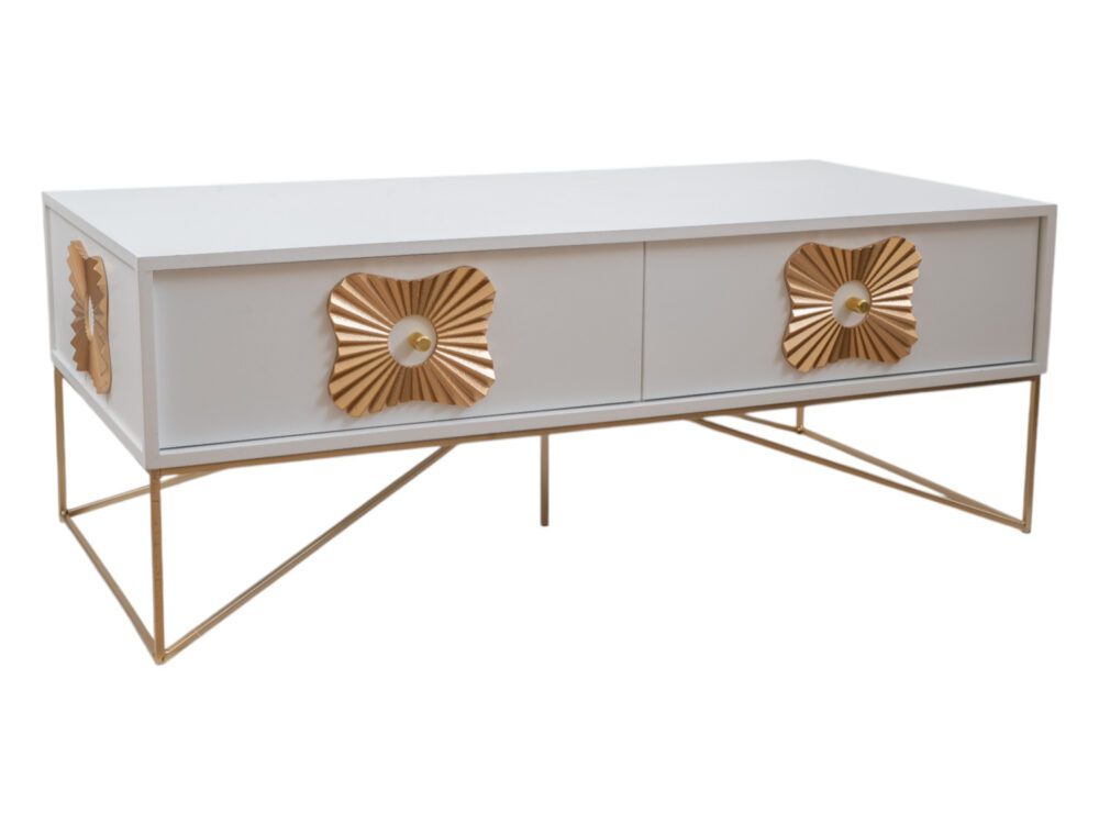 ΕΠΙΠΛΟ ΤΡΑΠΕΖΙ ΣΑΛΟΝΙΟΥ MDF ΛΕΥΚΟ ΧΡΥΣΟ 120Χ60Χ45ΕΚ