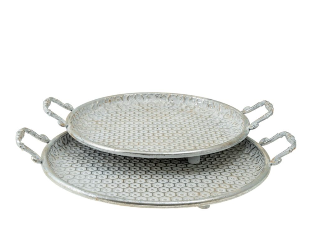 ΜΕΤΑΛΛΙΚΕΣ ΠΙΑΤΕΛΛΕΣ ΑΣΗΜΙ ΑΣΠΡΕΣ  ΣΕΤ 2 ΤΕΜΑΧΑ 53Χ43,5Χ8,5ΕΚ ΚΑΙ 48,5Χ38,5Χ8,5ΕΚ