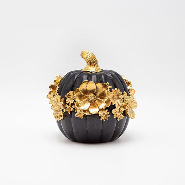 ΔΙΑΚΟΣΜΗΤΙΚΗ, ΚΟΛΟΚΥΘΑ ΜΕ ΛΟΥΛΟΥΔΙΑ, ΠΟΛΥΡΕΖΙΝ, ΜΑΥΡΟ-ΧΡΥΣΟ, 14.8x14.4x14.2εκ