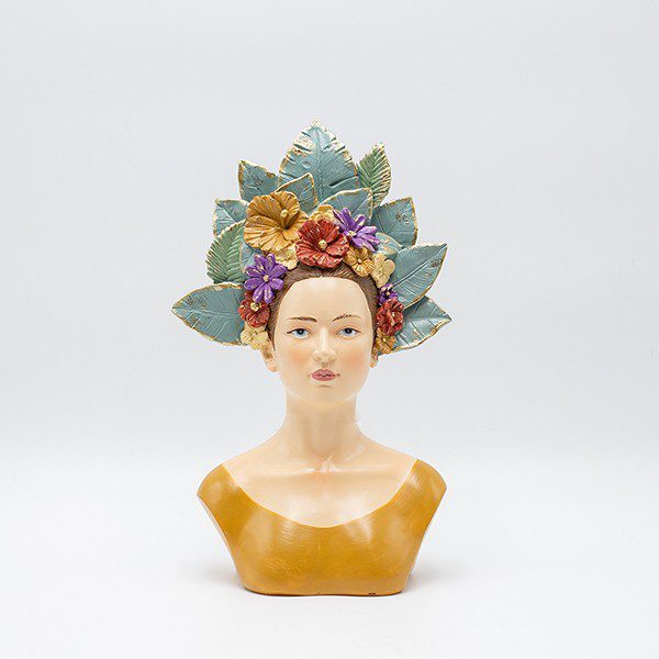 ΔΙΑΚΟΣΜΗΤΙΚΟ ΓΛΥΠΤΟ ΠΡΟΤΟΜΗ ΓΥΝΑΙΚΑΣ ΜΕ ΦΥΛΛΑ ΚΑΙ ΛΟΥΛΟΥΔΙΑ ΣΤΑ ΜΑΛΛΙΑ ΠΟΛΥΡΕΖΙΝ ΠΟΛΥΧΡΩΜΟ 17.5x9.5x28εκ