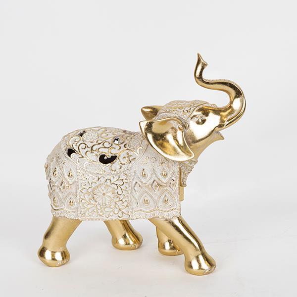 ΕΛΕΦΑΝΤΑΣ ΠΟΛΥΡΕΣΙN ΑΣΠΡΟΣ - ΧΡΥΣΟΣ 27x10x27.5cm