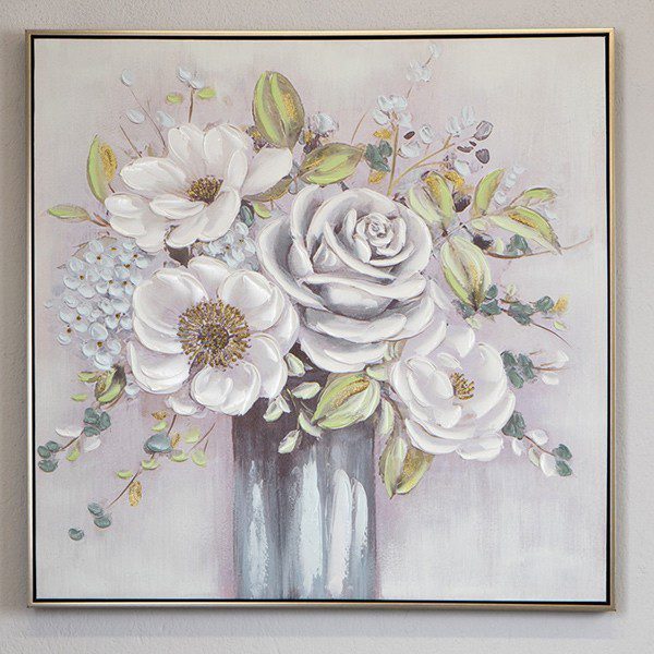 ΠΙΝΑΚΑΣ ΚΑΜΒΑΣ ΛΟΥΛΟΥΔΙΑ ΣΕ ΒΑΖΟ ΛΕΥΚΟΣ - ΜΠΛΕ 80x80x3.5cm