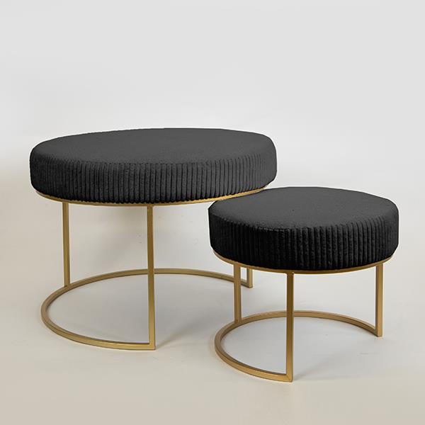 S/2 ΣΚΑΜΠΟ ΒΕΛΟΥΔΟ ΜΑΥΡΟ ΜΕΤΑΛΛΙΚΑ ΠΟΔΙΑ ΧΡΥΣΑ 60x60x44 / 40x40x33cm