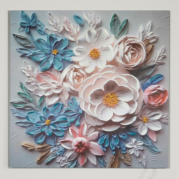 ΠΙΝΑΚΑΣ ΚΑΜΒΑΣ ΛΟΥΛΟΥΔΙΑ ΛΕΥΚΟΣ - ΜΠΛΕ 80x80x2.5cm