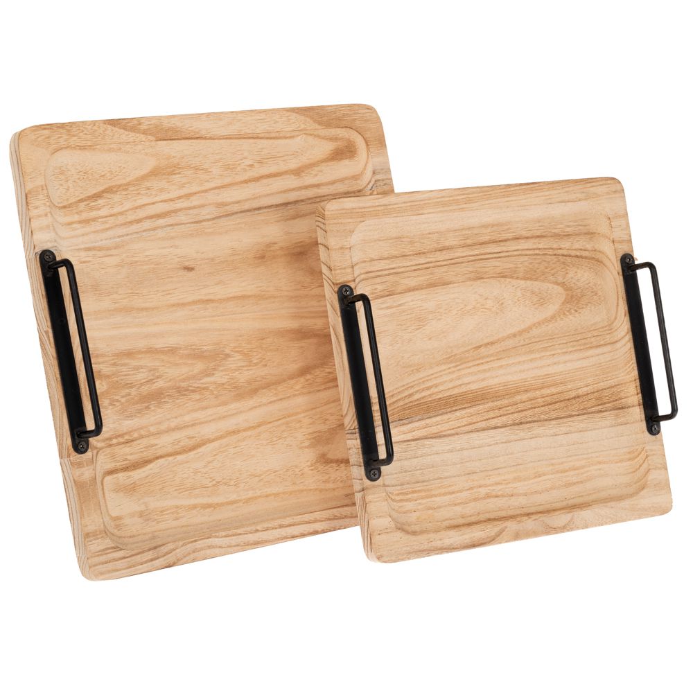 ΣΕΤ 2 ΞΥΛΙΝΟΙ ΔΙΣΚΟΙ ΣΕ ΦΥΣΙΚΟ ΧΡΩΜΑ ΜΕ ΜΑΥΡΑ ΜΕΤΑΛΛΙΚΑ ΧΕΡΟΥΛΙΑ  30Χ30Χ4,5  25Χ25Χ4,5ΕΚ