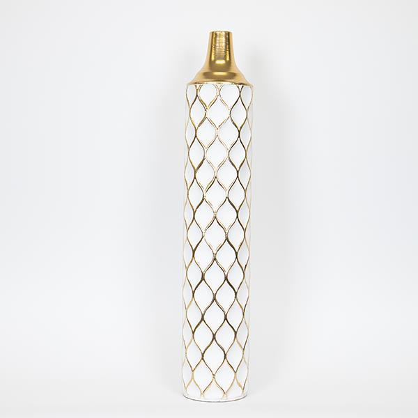 ΒΑΖΟ ΜΕΤΑΛΛΙΚΟ  ΧΡΥΣΟ - ΛΕΥΚΟ 15.2x15.2x81.5cm