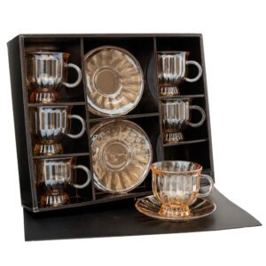 ΣΕΤ 6 ΓΥΑΛΙΝΟ ΜΕΛΙ ΦΛΥΤΖΑΝΙ ΜΕ ΠΙΑΤΑΚΙ 8x8 (Πιατάκι 13cm)