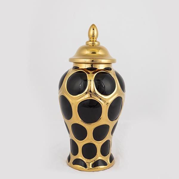 ΒΑΖΟ ΜΕ ΚΑΠΑΚΙ ΚΕΡΑΜΙΚΟ ΜΑΥΡΟ - ΧΡΥΣΟ 16x16x33.8cm