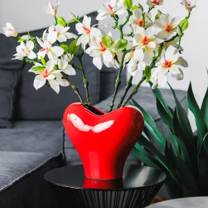 KARDIA ΚΟΚΚΙΝΟ ΚΕΡΑΜΙΚΟ ΒΑΖΟ 23.5Χ20.5 CM