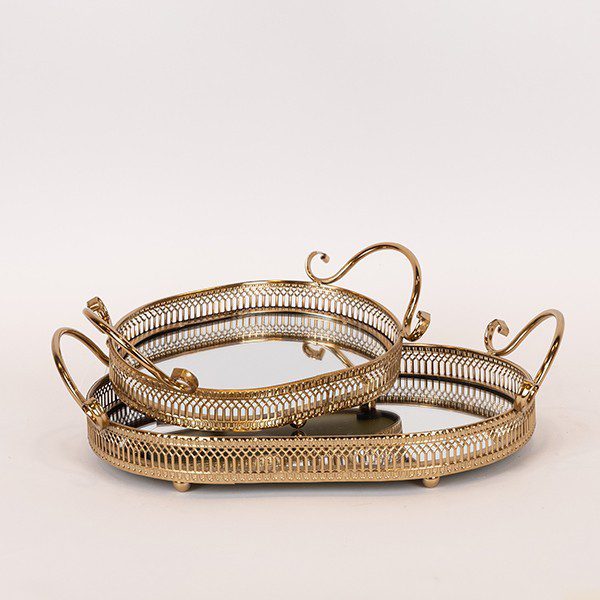 S/2 ΔΙΣΚΟΣ ΜΕΤΑΛΛΙΚΟΣ, ΜΕ ΚΑΘΡΕΦΤΗ, ΜΠΡΟΝΖΕ, S:28x18x10, L:38x23x11εκ