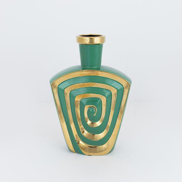 ΒΑΖΟ ΚΕΡΑΜΙΚΟ ΠΡΑΣΙΝΟ - ΧΡΥΣΟ 20.2x7x30cm