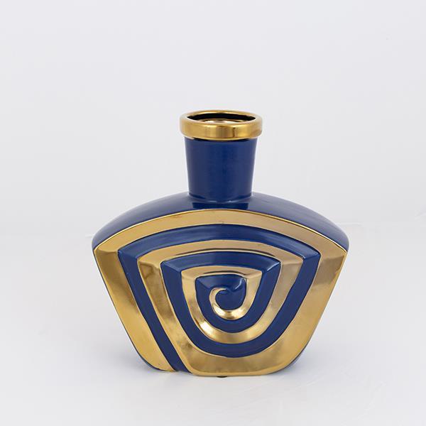 ΒΑΖΟ ΚΕΡΑΜΙΚΟ ΜΠΛΕ - ΧΡΥΣΟ 23.2x6.8x23.5cm