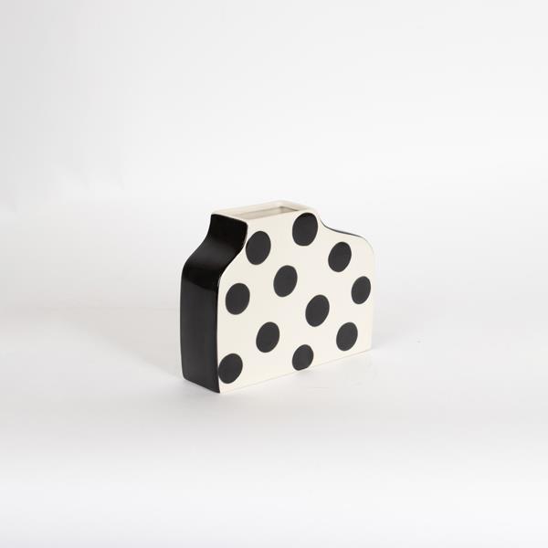 ΒΑΖΟ ΚΕΡΑΜΙΚΟ ΜΑΥΡΟ - ΛΕΥΚΟ 28x6x15.6cm