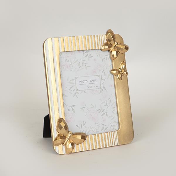 ΚΟΡΝΙΖΑ (13x18) ΠΟΛΥΡΕΣΙΝ ΛΕΥΚΗ - ΧΡΥΣΗ 19x24.2x2.7cm