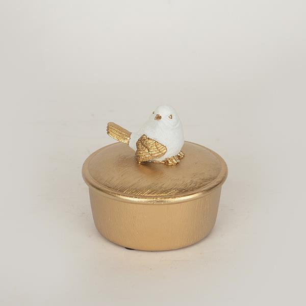 ΔΙΑΚΟΣΜΗΤΙΚΟ  ΚΟΥΤΙ ΜΕ  ΠΟΥΛΙ,ΞΥΛΙΝΟ, ΛΕΥΚΟ- ΧΡΥΣΟ, 10x10x9cm