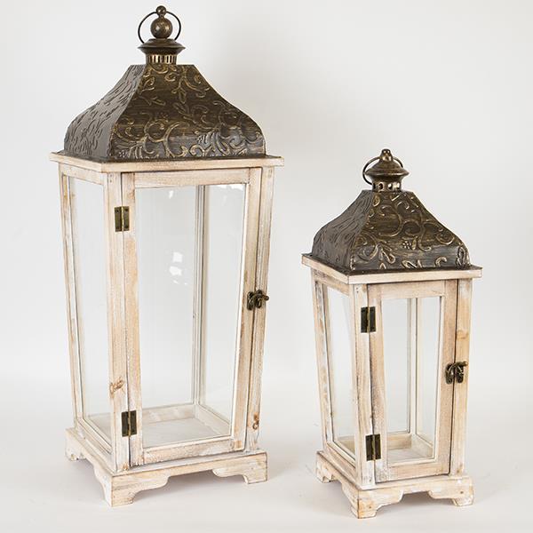 S/2 ΦΑΝΑΡΙΑ ΜΕΤΑΛΛΙΚΑ - ΞΥΛΙΝΑ ΚΑΦΕ 27.5x27.5x69cm/ 20x20x47cm