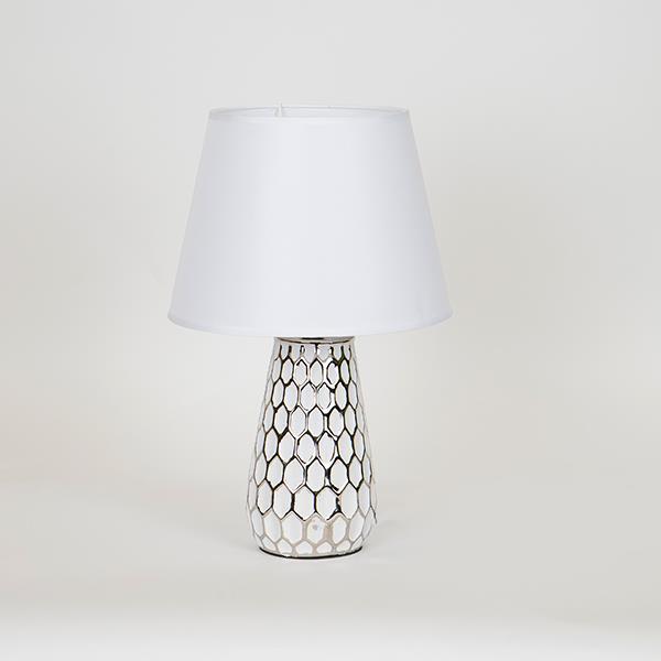 ΕΠΙΤΡΑΠΕΖΙΟ ΦΩΤΙΣΤΙΚΟ ΜΕ ΛΕΥΚΟ ΚΑΠΕΛΟ ΚΕΡΑΜΙΚΟ ΑΣΗΜΙ - ΛΕΥΚΟ 23x23x36cm