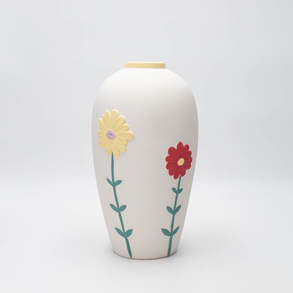 ΒΑΖΟ, ΚΕΡΑΜΙΚΟ, ΛΕΥΚΟ-ΜΕ ΛΟΥΛΟΥΔΙΑ, 14x7x10εκ