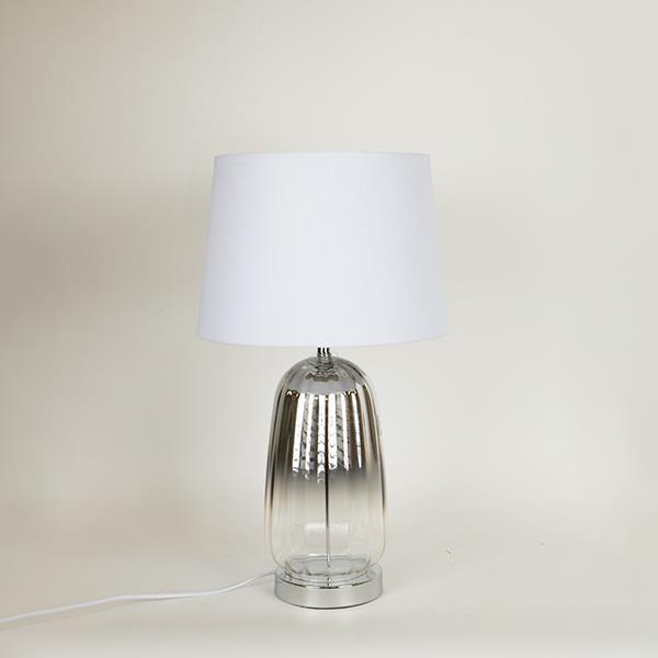 ΕΠΙΤΡΑΠΕΖΙΟ ΦΩΤΙΣΤΙΚΟ ΜΕ ΛΕΥΚΟ ΛΙΝΟ ΚΑΠΕΛΟ ΜΕΤΑΛΛΙΚΟ - ΓΥΑΛΙΝΟ ΑΣΗΜΙ 52x30cm