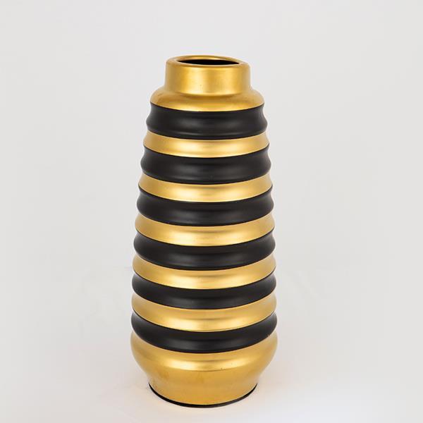 ΒΑΖΟ ΚΕΡΑΜΙΚΟ ΜΑΥΡΟ - ΧΡΥΣΟ 13.5x13.5x30.5cm