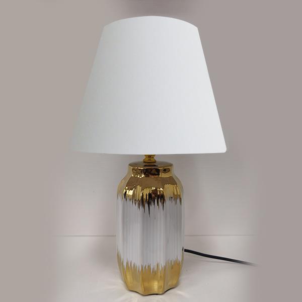 ΕΠΙΤΡΑΠΕΖΙΟ ΦΩΤΙΣΤΙΚΟ ΜΕ ΛΕΥΚΟ ΚΑΠΕΛΟ ΚΕΡΑΜΙΚΟ ΧΡΥΣΟ - ΛΕΥΚΟ 25x25x40cm (1)