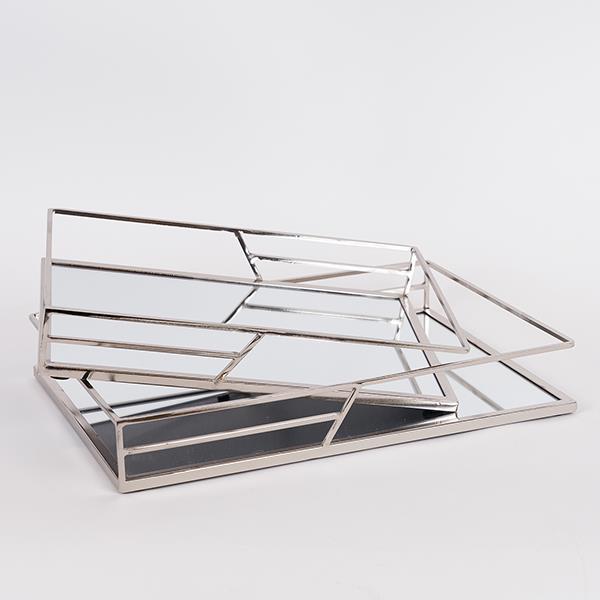 S/2 ΔΙΣΚΟΣ ΜΕΤΑΛΛΙΚΟΣ ΜΕ ΚΑΘΡΕΦΤΗ ΑΣΗΜΙ 35x25x5cm / 30.5x20.5x5cm