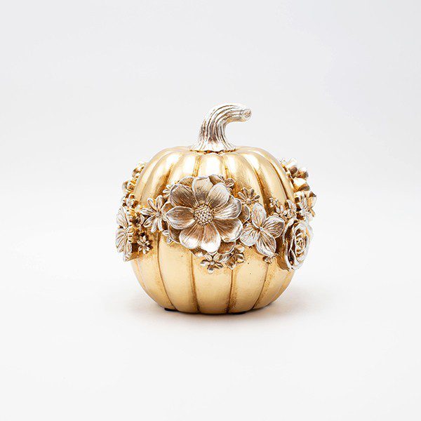 ΔΙΑΚΟΣΜΗΤΙΚΗ, ΚΟΛΟΚΥΘΑ ΜΕ ΛΟΥΛΟΥΔΙΑ, ΠΟΛΥΡΕΖΙΝ, ΧΡΥΣΟ-ΑΣΗΜΙ, 14.8x14.4x14.2εκ