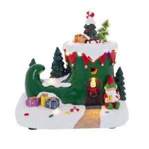 Χριστουγεννιάτικο Φωτιζόμενο Διακοσμητικό Σπιτάκι μποτα με Μπαταρία 19x18x12cm