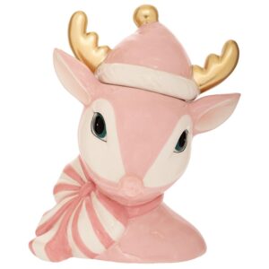 ΡΟΖ ΚΕΡΑΜΙΚΗ ΜΠΙΣΚΟΤΙΕΡΑ ΣΕ ΣΧΗΜΑ ΚΕΦΑΛΙ ΕΛΑΦΙΟΥ ΜΕ ΧΡΥΣΑ ΚΕΡΑΤΑ 23Χ17Χ28ΕΚ