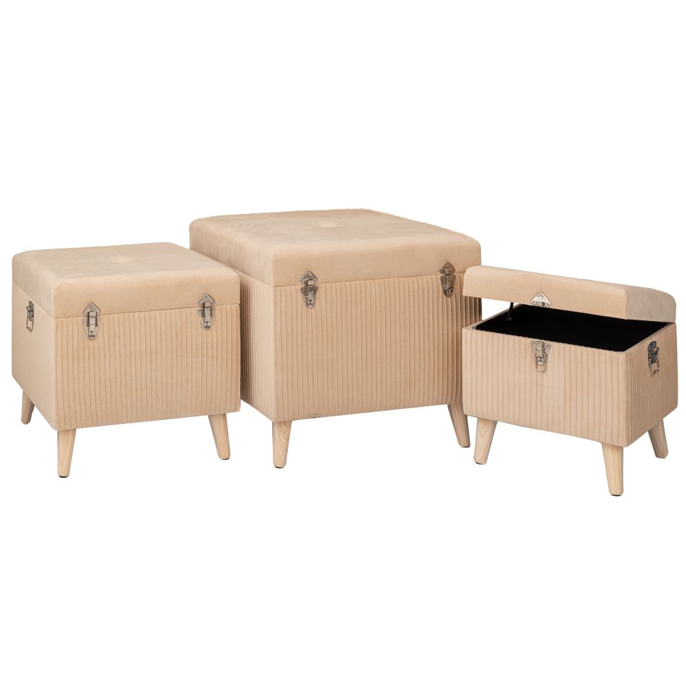 ΣΕΤ/3 ΣΚΑΜΠΟ-ΜΠΑΟΥΛΟ ΚΡΕΜ ΠΛΙΣΕ ΜΕ ΞΥΛΙΝΑ ΠΟΔΙΑ & ΑΣΗΜΙ ΛΕΠΤΟΜΕΡΕΙΕΣ