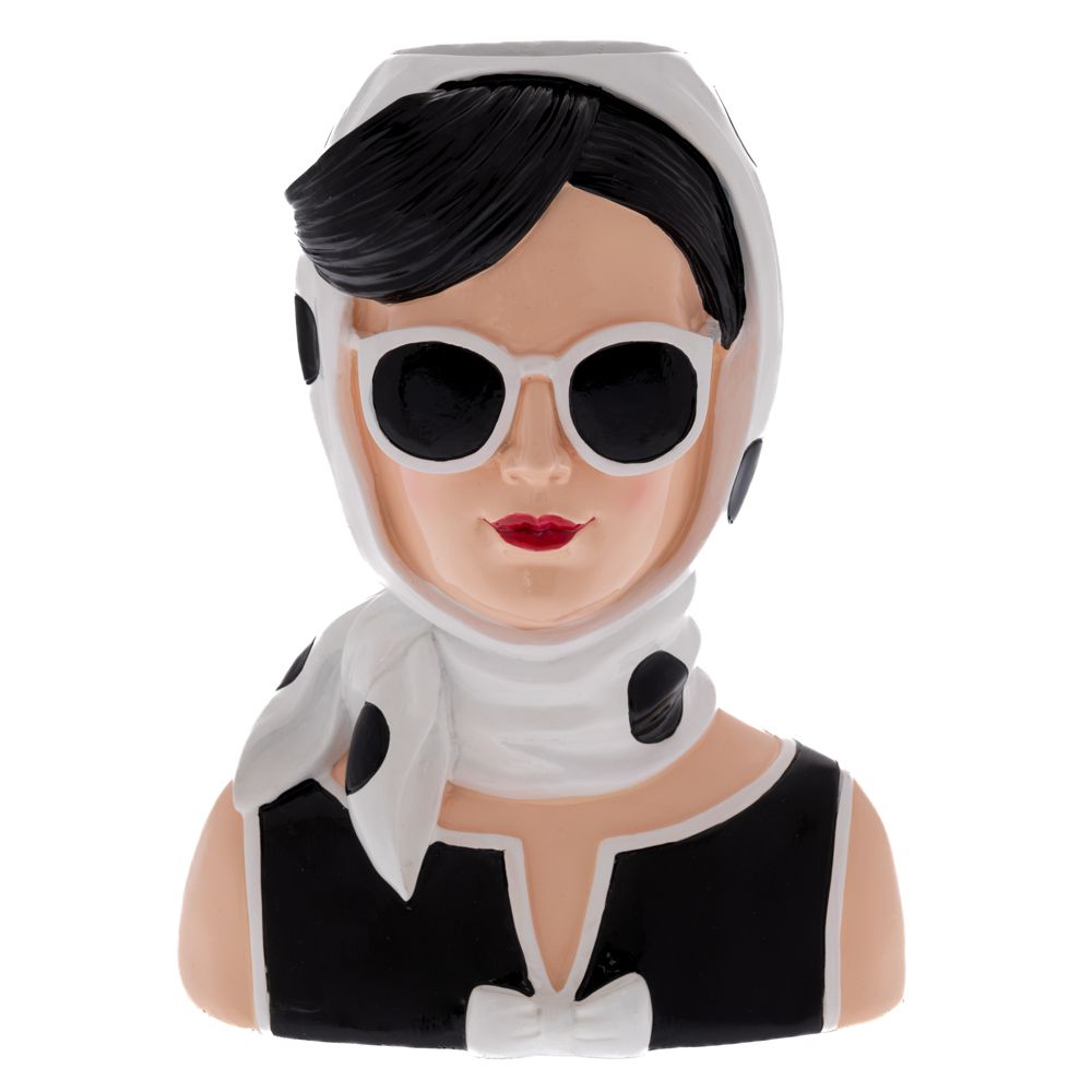 ΑΣΠΡΟΜΑΥΡΟ ΠΟΛΥΡΕΖΙΝ ΒΑΖΟ ΣΕ ΣΧΗΜΑ ΡΕΤΡΟ ΓΥΝΑΙΚΑ 20Χ14Χ25ΕΚ