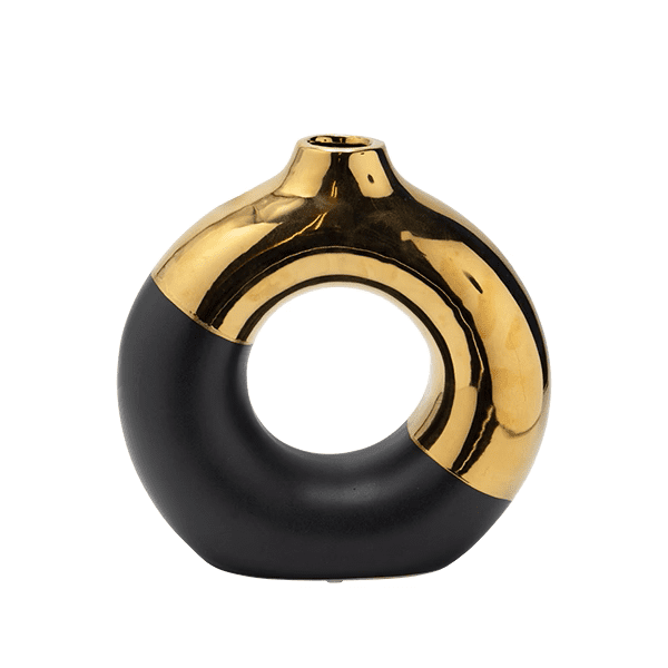 ΒΑΖΟ ΚΕΡΑΜΙΚΟ ΜΑΥΡΟ - ΧΡΥΣΟ 20.5x7.5x20.5cm