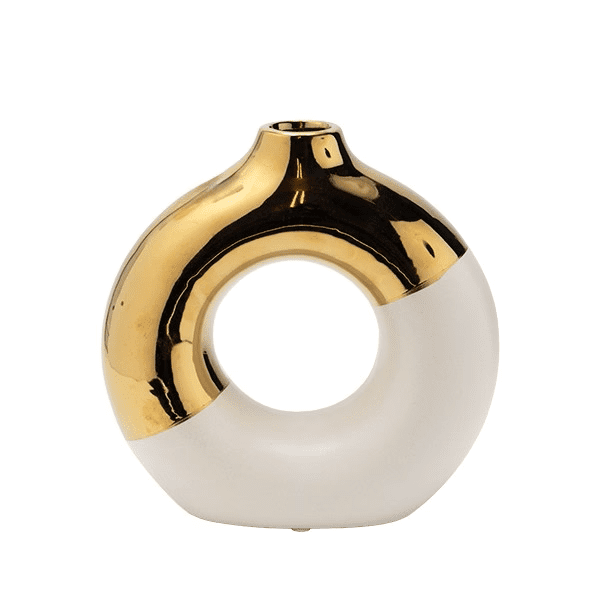 ΒΑΖΟ ΚΕΡΑΜΙΚΟ ΛΕΥΚΟ - ΧΡΥΣΟ 20.5x7.5x20.5cm